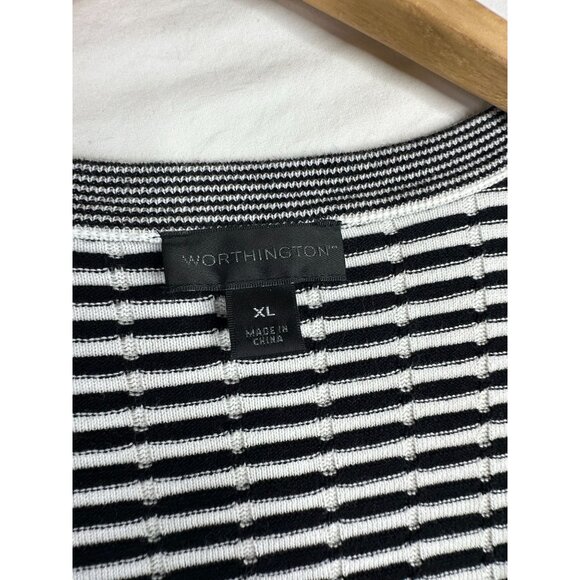 Worthington Striped Textured‎ Cardigan size XL Black/White - Picture 2 of 7